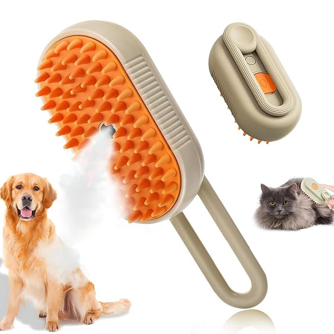 Pet Hair Remover Brush – Foldable Grooming Comb & Self-Cleaning Lint Roller for Dogs, Cats & Puppies | Removes Hair from Sofa, Clothes & Car (Orange) ckfn0z-i0