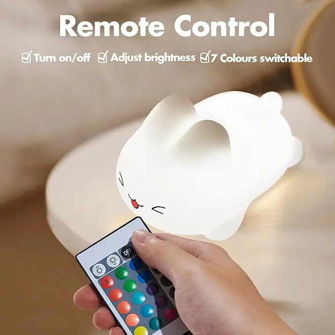 Cute Bunny Silicone Night Light – 16 Colors Rechargeable Nursery Lamp ckfn0z-i0