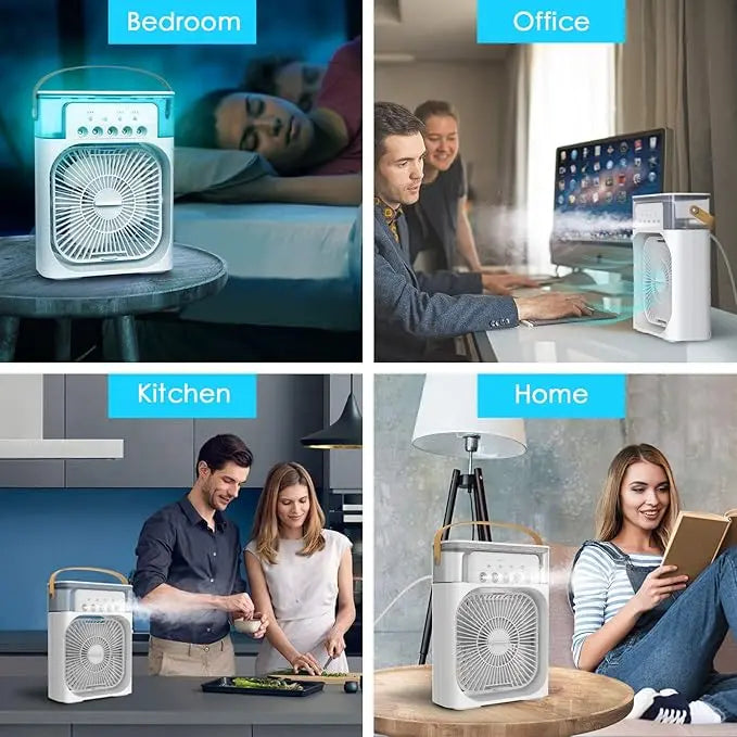 "Portable Mini Air Conditioner Fan – 3 Speeds, 3 Spray Modes & 7-Color LED with Timer" ckfn0z-i0