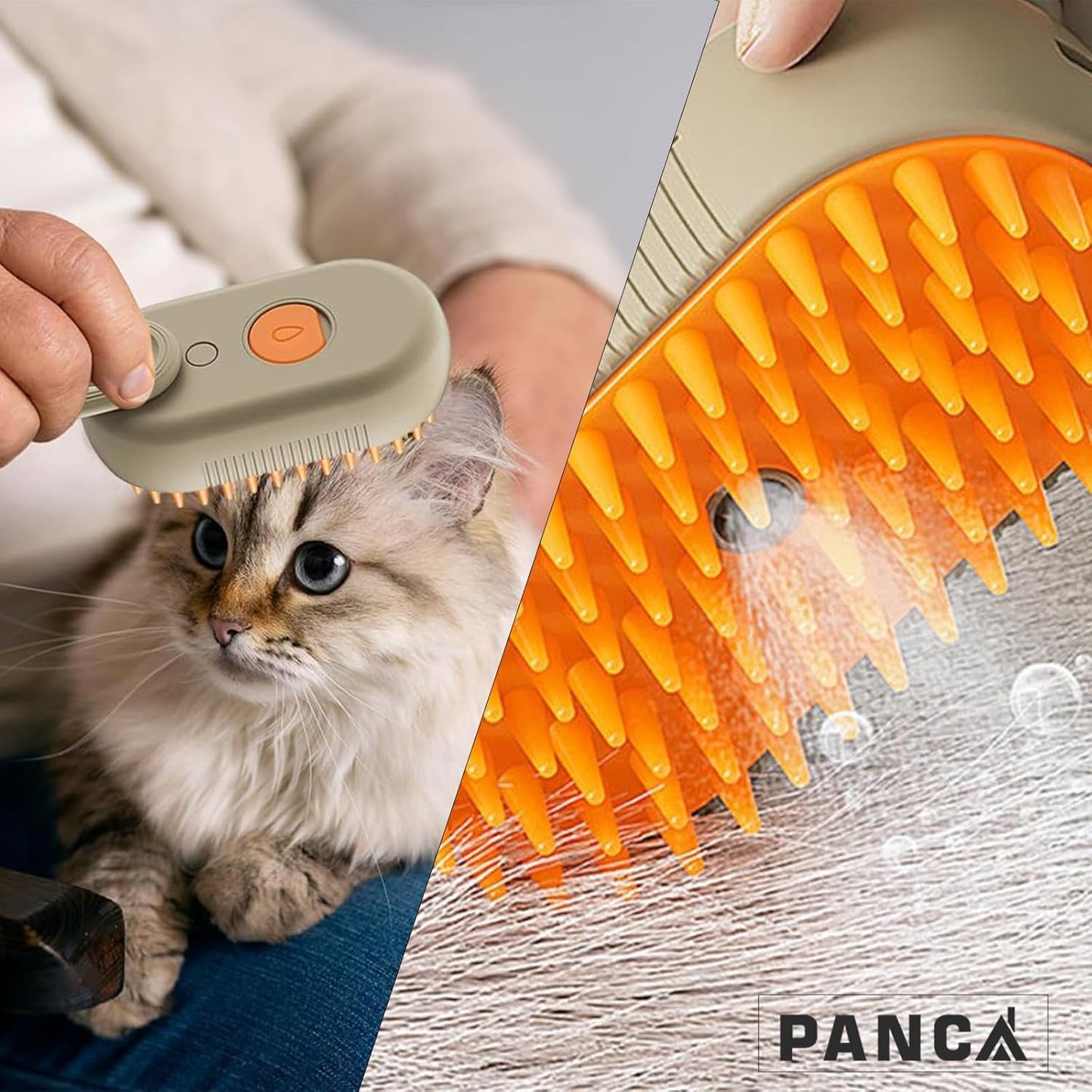 Pet Hair Remover Brush – Foldable Grooming Comb & Self-Cleaning Lint Roller for Dogs, Cats & Puppies | Removes Hair from Sofa, Clothes & Car (Orange) ckfn0z-i0