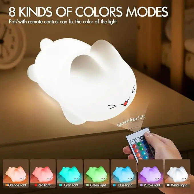 Cute Bunny Silicone Night Light – 16 Colors Rechargeable Nursery Lamp ckfn0z-i0