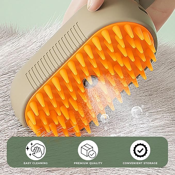 Pet Hair Remover Brush – Foldable Grooming Comb & Self-Cleaning Lint Roller for Dogs, Cats & Puppies | Removes Hair from Sofa, Clothes & Car (Orange) ckfn0z-i0