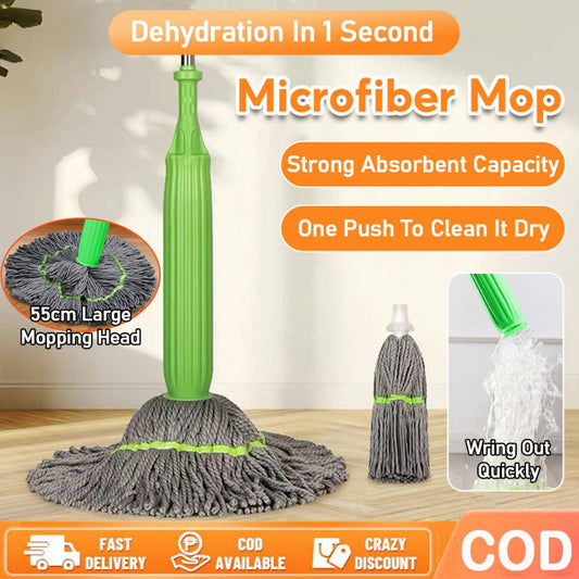 ✨ Self-Twisting Water Rotating Mop | 360° Spin Microfiber Floor Cleaning Mop with Steel Handle ✨ ckfn0z-i0