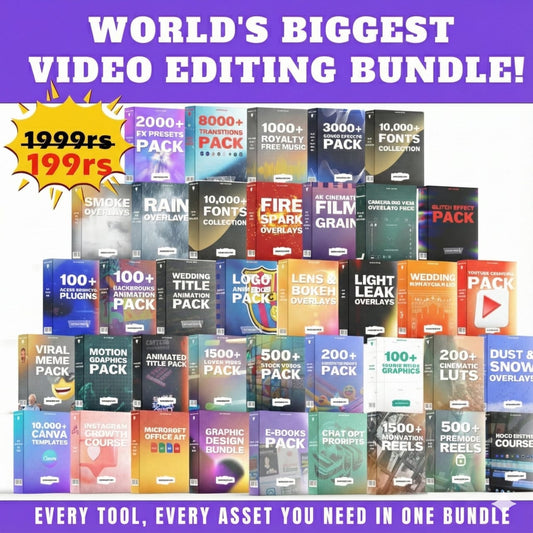 World's Biggest Video Editing Bundles; Bonuses (Worth ₹15,000+) -FREE! ELVY KART